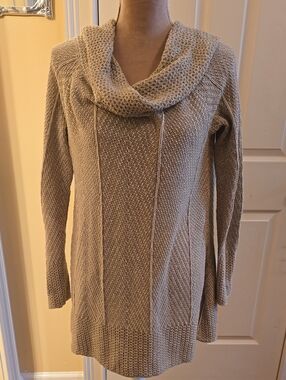 eight eight eight Size Medium Neutral Taupe Cowl Neck Knit Tunic Sweater